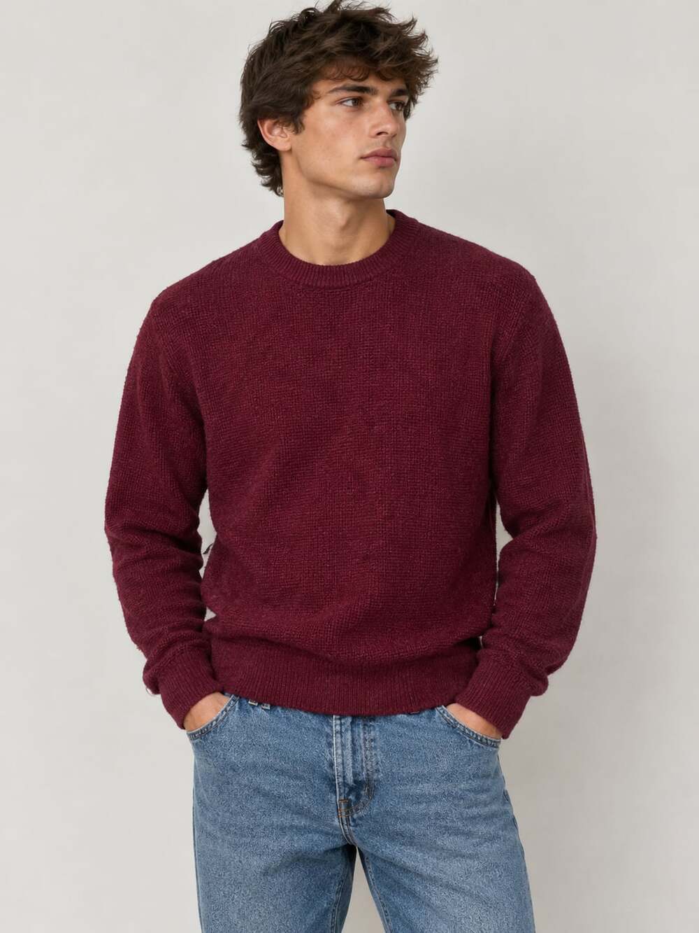 Precedent Los Angeles Long Sleeve Crew Sweater Waffle Cashmere Blend  Size M